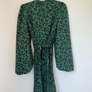 Green Leopard Print Dress